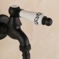 Retro Black Wall Mounted Bibcock Antique Decorative Ceramic Outdoor Garden Faucet Washing Machine Faucet Small Water Tap HP-18