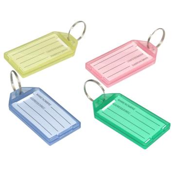 40pcs Colorful Plastic Label Keychain Luggage ID Tags Classification Key Chains Name Label Tag for Travel Luggage Outdoor