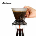V60 Coffee Dripper Hand Drip Coffee Filter Cafe Reusable Brewer with Switch Lid Portable Pour Over Stuffy Steaming Coffee Maker