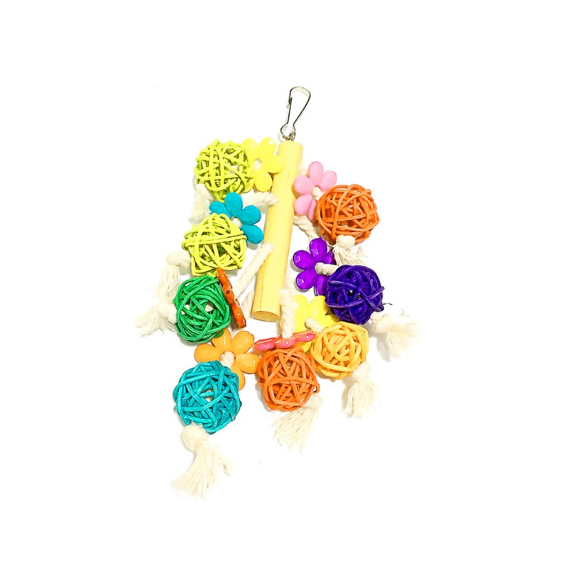 Pet Parrot Toys Rattan Birds Swing Ball Toy with Bells String Christmas Hanging Climbing Decorations for Cage papegaaien