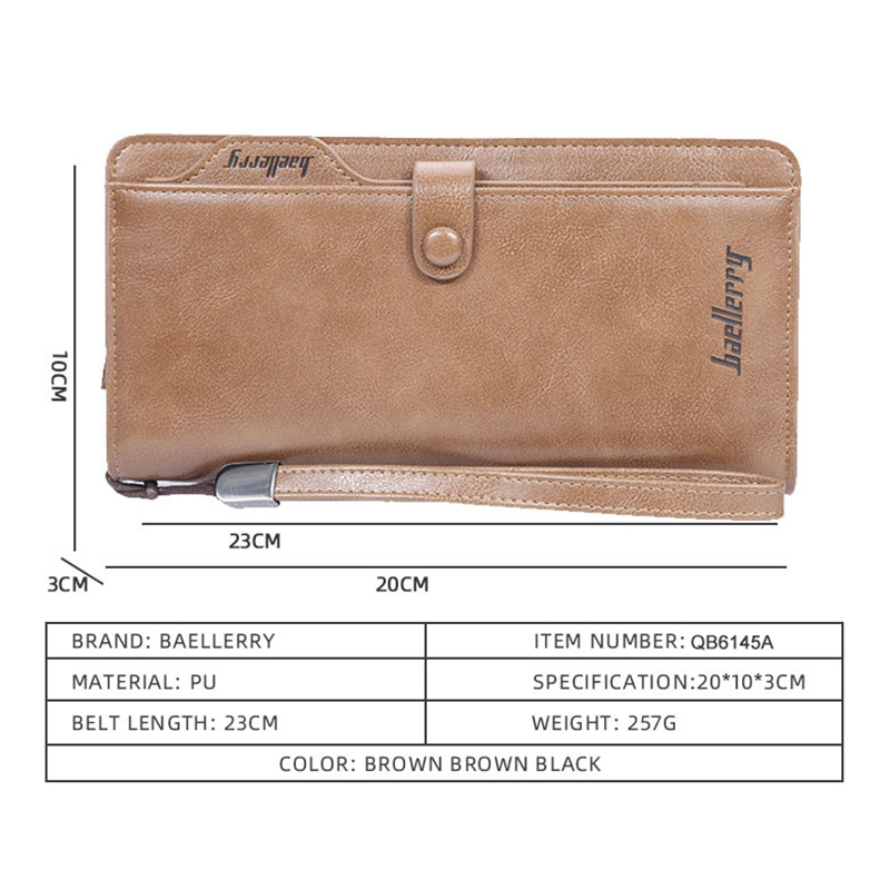 Baellerry Luxury Brand Men Wallet Long Clutch Purses Top-quality Leather Card Holder Fashion High Capacity Business Slim Wallet