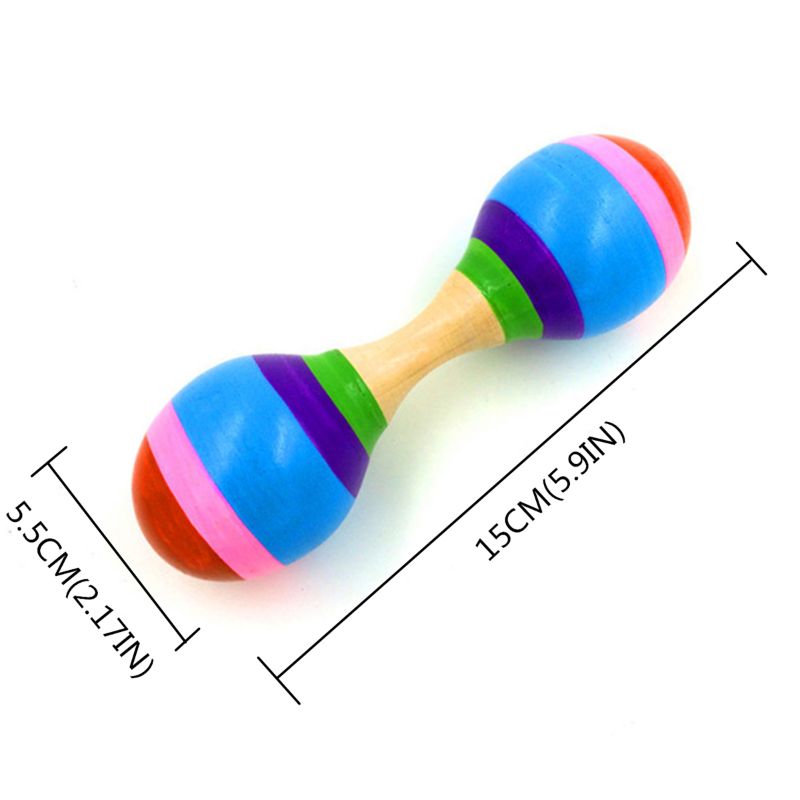Double Head Colorful Wooden Maracas Baby Child Musical Instrument Rattle Shaker For Party Toy AXYA