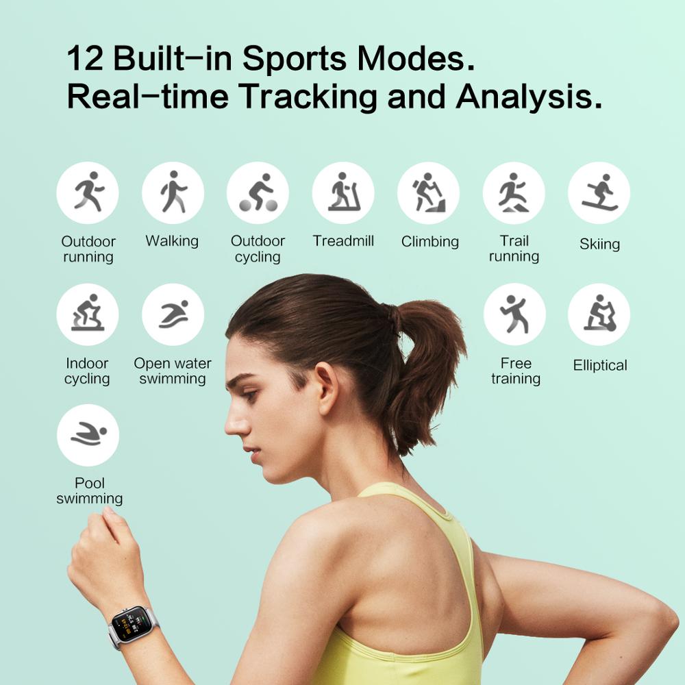 Original Amazfit GTS 2 Smartwatch 12 Sport Modes 5ATM Water Resistant AMOLED Display All Day Heart Rate Tracking Smart Watch