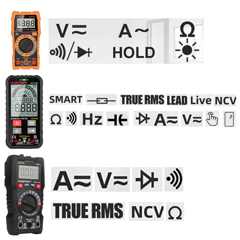 Professional Digital Multimeter Tester Ultra-Portable DC AC Voltage Detector Meter Capacitance NCV Ohm Hz Electrician Tools
