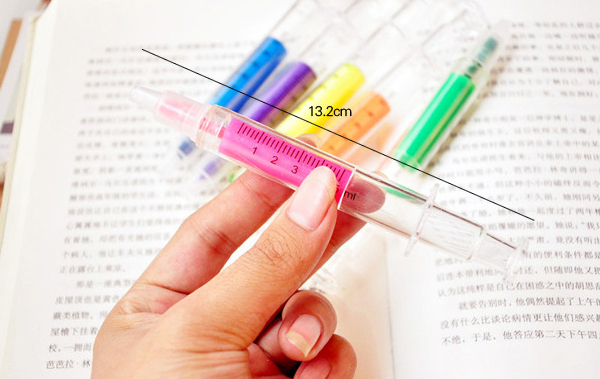 6 PCS Lovely Kawaii Fluorescent Simulation Syringe Watercolor Pens Highlighters Marker Pen Korean Stationery School Supplies