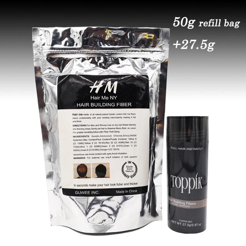 Refill Bag 100g Instantly Hair Growth Fiber Protein Hair Regrowth Treatment Hair Loss & Bald Patch Fiber 9 Color