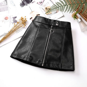 2020 new spring autumn Girls Kids leather PU zipper skirt comfortable cute baby Clothes Children Clothing