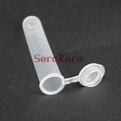 LOT 200 Scale line 10ml Laboratory Plastic Centrifuge tube Round bottom Vial Snap Cap For Sample Specimen