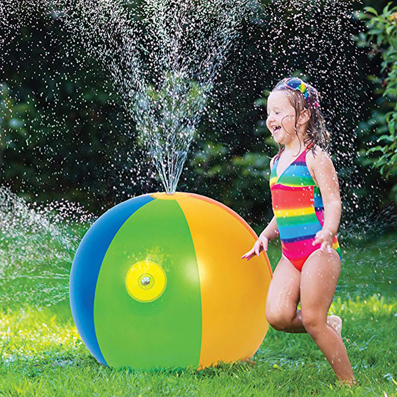 Summer Funny Game Water Play Equipment Jet Ball Inflatable PVC Spray Beach Ball Party Lawn Toy Ball Water Outdoor Indoor Garden