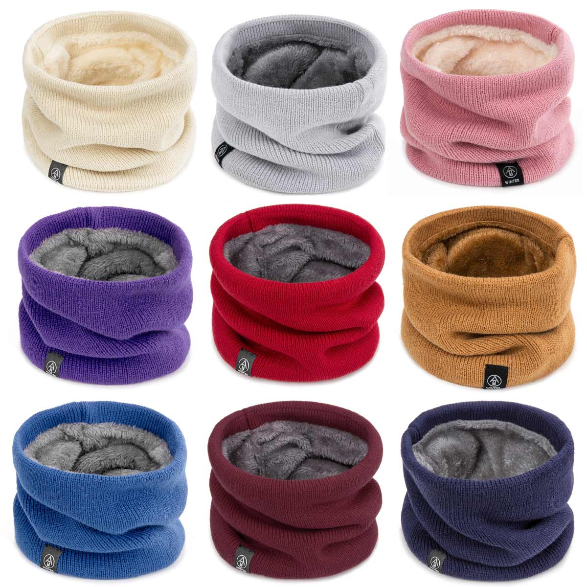 URDIAMOND Winter Scarf For Women Ring Scarves Warm Knitted Thick Elastic Knit Mufflers Neckerchief Boys Girls Plush Scarf Collar