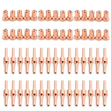 60pcs Red Copper Extended Long Plasma Cutter Tip Electrodes&Nozzles Kit Consumable For PT31 LG40 40A Cutting Welder Torch