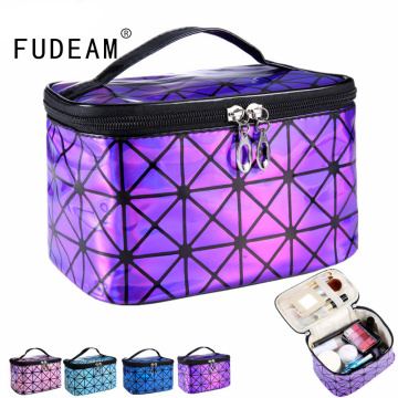 FUDEAM Paillette Leather Women Multifunctional Cosmetic Bag Travel Storage Organize Zipper Waterproof Makeup Case Toiletry Bags