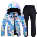 Shining Cheap Women Ski Clothing snowboarding Sets Waterproof Windproof Breathable Winter Girls Snow Suit Jacket Strap Ski pant