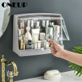 ONEUP New Makeup Organizer Storage Box Large Capacity Cosmetic Wall Paste Sealed Square Storage Box Removable Kitchen