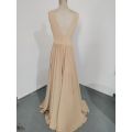 Summer Champagne Bridesmaid Dresses 2020 Sexy V-Neck A-Line Long Maid of Honor Gowns with Split Formal Wedding Guest Dresses