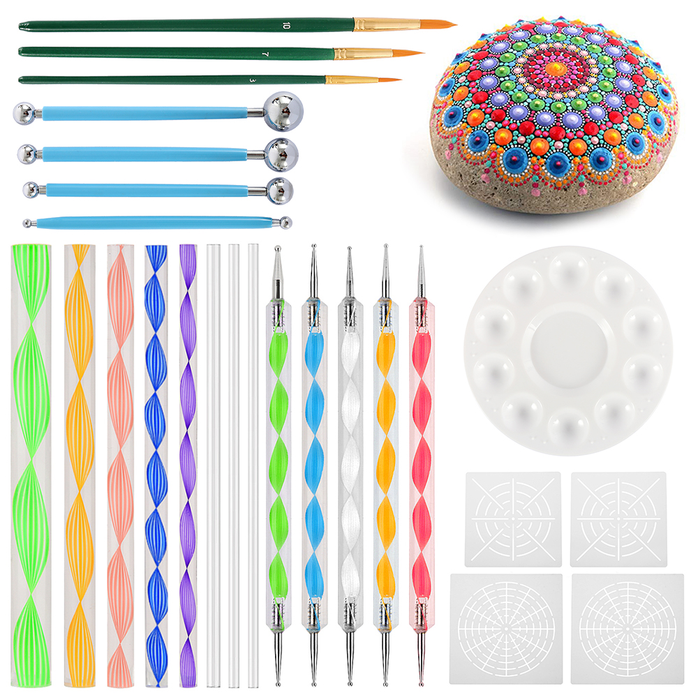 25pcs Mandala Dotting Tools Professional Nail Art Tool Swirl Marbleizing Steel Dotting Pen Beauty Supplies Nails Beads Pen