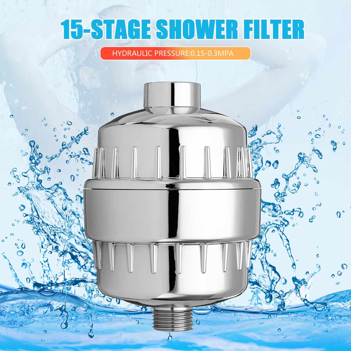 15 Bath Water Purifier Bathroom Shower Filter 1/2'' Health Softener Chlorine Removal High Output Universal Water Treatment