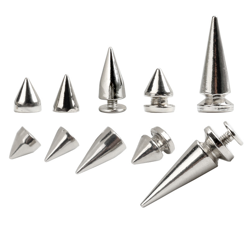 50Sets Metal Silver Cone Screw Rivets Studs DIY Crafts Leather Shoes Bag Garment Punk Rivets Spikes Cool Decorative Nail Buckles