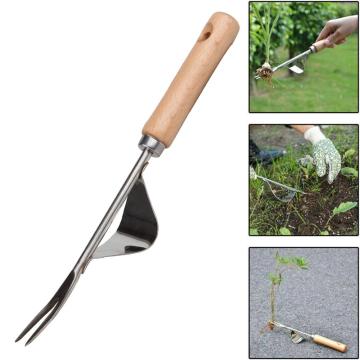 Garden Fork Wood Forked Head Hand Weeder Puller Patio Handle Garden Remove Weeds Shovel Garden Courtyard Trimming Tools Dropship
