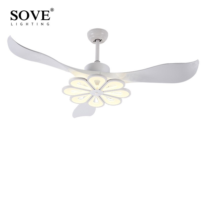 SOVE LED Modern Ceiling Light Fan Black Ceiling Fans With Lights Home Decorative Room Fan Lamp Dc Ceiling Fan Remote Control