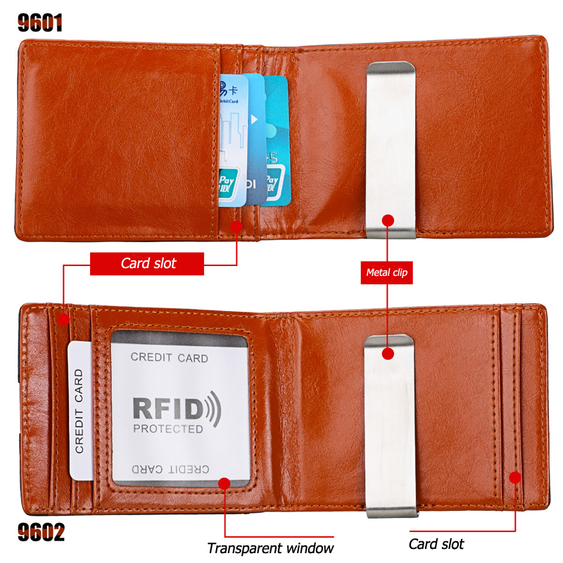 2020 New Top Quality Wallet Men Money Clip Mini Wallets Male Vintage Style Hasp Purse Genuine Leather Card Holers with Clamp