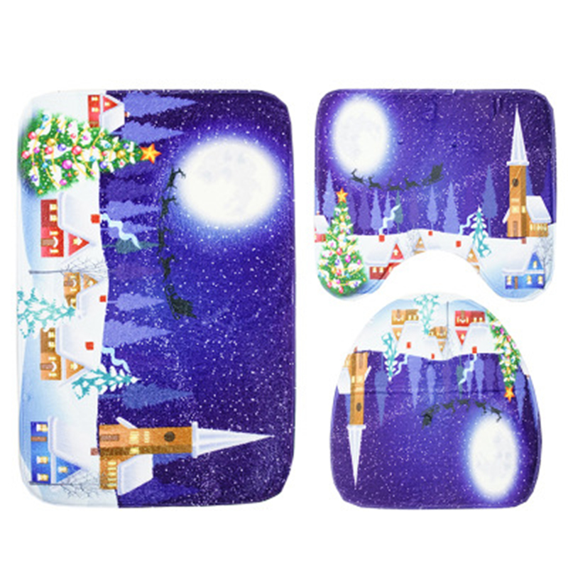 Santa Claus Toilet Seat Mat Rug Christmas Cartoon Pattern Pad 3 pcs/set Water Absorption And Skid Proof Carpet tapis de toilette