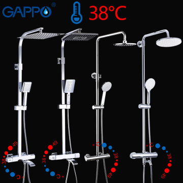 GAPPO thermostatic sanitary ware suite shower set rainfall faucet hot and cold black faucet Bathtub thermostatic shower mixer