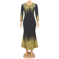 Women Black Yellow Boho Maxi Dresses Slim Summer Long Sleeve Elegant Holiday Beach African Party Dress