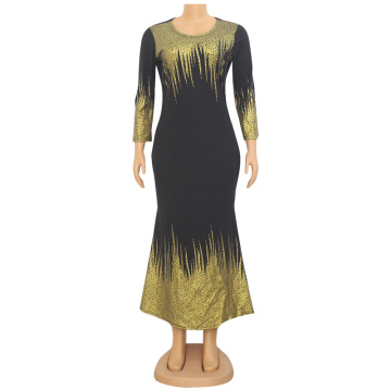 Women Black Yellow Boho Maxi Dresses Slim Summer Long Sleeve Elegant Holiday Beach African Party Dress