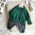 2019 Spring Autumn Long Sleeve Solid Color Polo Shirts for Boys Girls Cotton Thick Peter-Pan Collar Kids Polo Shirt Tops LZ173