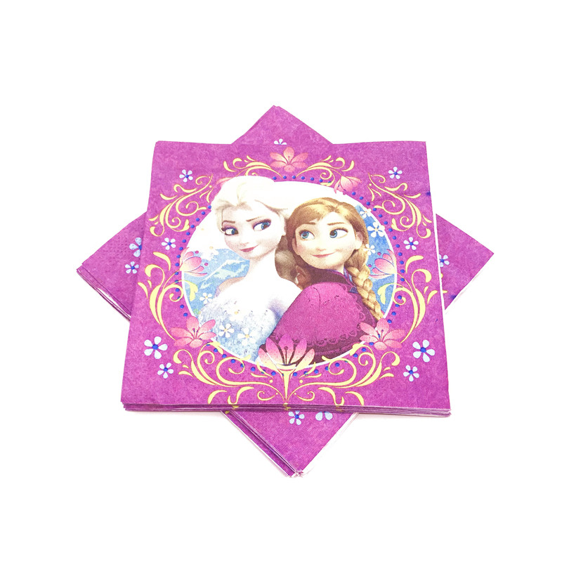 128pcs Frozen Theme Elsa Anna Party Supplies Disposable Paper Cups Plate Straws Flags Birthday Decorations Snow Princess Napkins