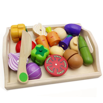 Logwood Baby Wooden toys Pretend Play kitchen toys cutting Fruit and Vegetable education food toys for kid Mother garden childre