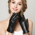 Female Fashion Winter Genuine Leather Plus Coral Velvet Warm Gloves Women Driving Touch Phone Screen Sheepskin Glove Mittens L58