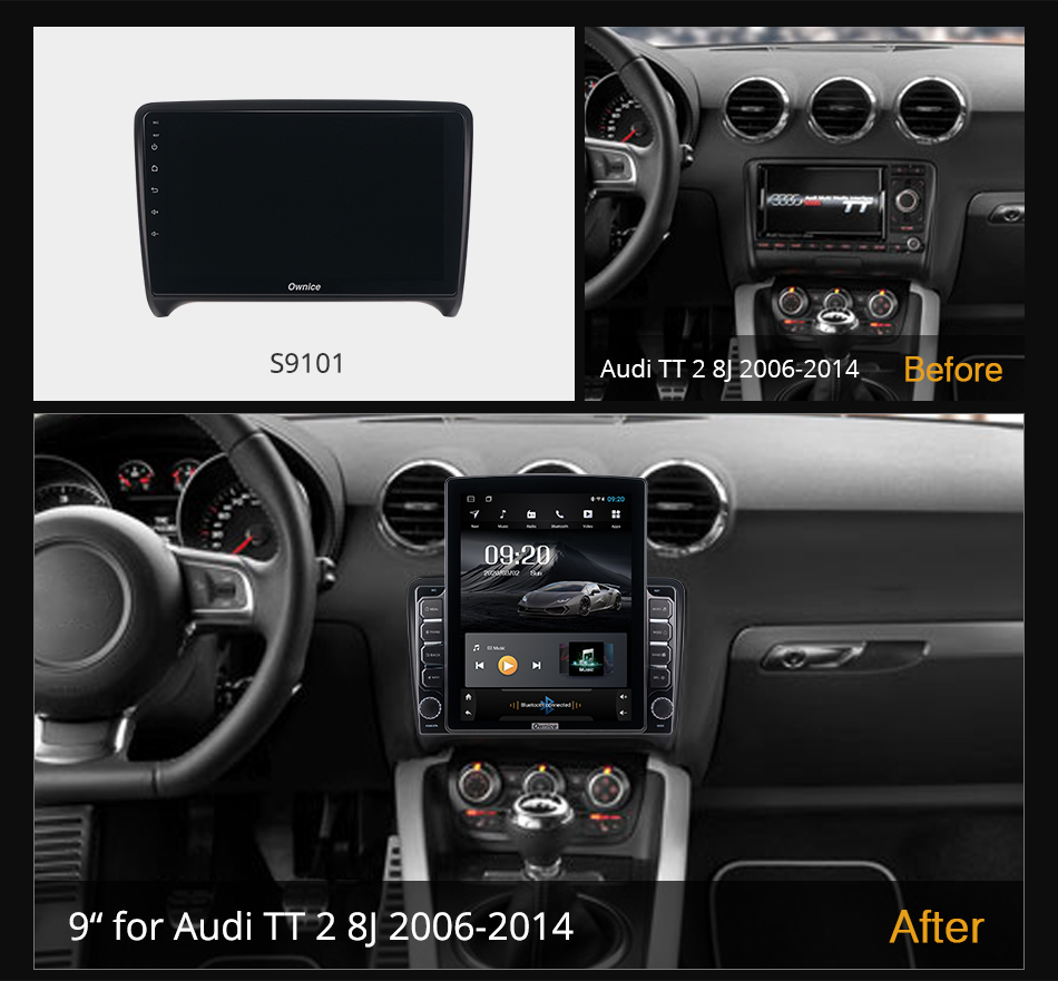 Ownice Android 10.0 Car Radio forAudi TT 2 8J 2006 - 2014 GPS 2 Din Auto Audio System Stereo Player 4G LTE Tesla Style Nano