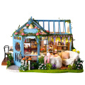 DIY Family Doll House Rose Garden Tea House Handmade Architectural Model Wooden Villa DIY Girl Doll House Toy Girl Birthday Gift