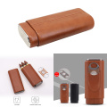 Leather Cigar Case Humidor Portable Pocket 2 Tube Holder Travel Cigar Humidor Box Storage Cigars Accessories W/ Gift Box
