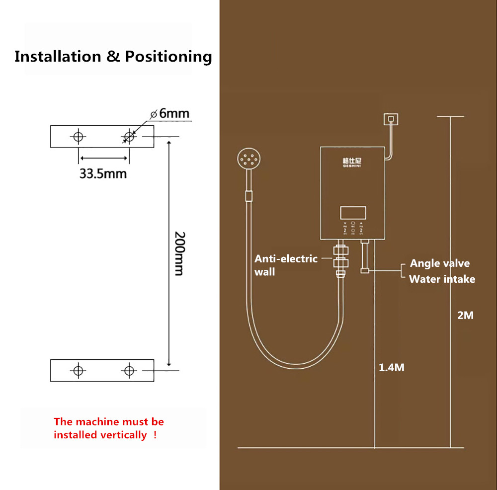 220V Electric Induction Water Heater Tap Instantaneous Hot Shower Heating Water Supply Machine 6000W Y
