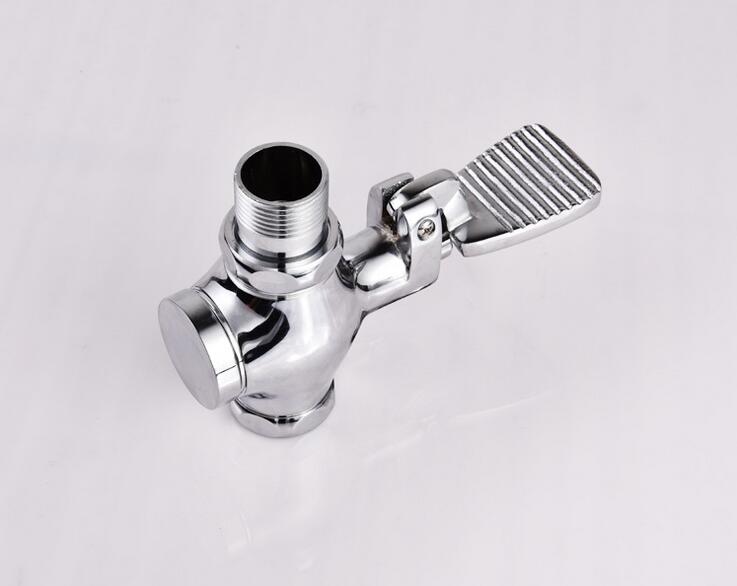 Copper squat pan flushing valve, Foot-pressing type public toilet / WC stool flush valve, Delay urinal flush valve chrome plated