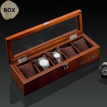 Top 5 Slots Display Watch Boxes Coffee Wood Watch Storage Boxes Case With Lock New Wooden Watch Gift Jewelry Box D0266