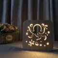 Octopus Owl Whale Tail Rabbit 3D Wooden Lamp Warm White Night Lights Home Bedroom Decor Table Lamp Gift for Kids Friends
