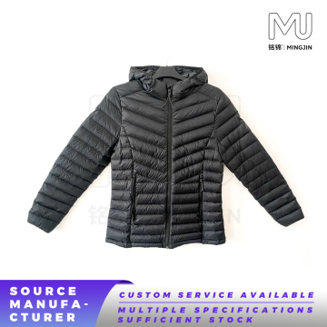 Women Black Slim Fit Hooded Puffer Jacket