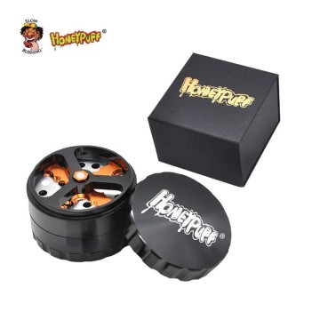 HONEYPUFF Aluminum Dry Herb Grinder with Cutting Blades Spice Crusher Tobacco Grinder 63MM 4 Layers Patented Grinders