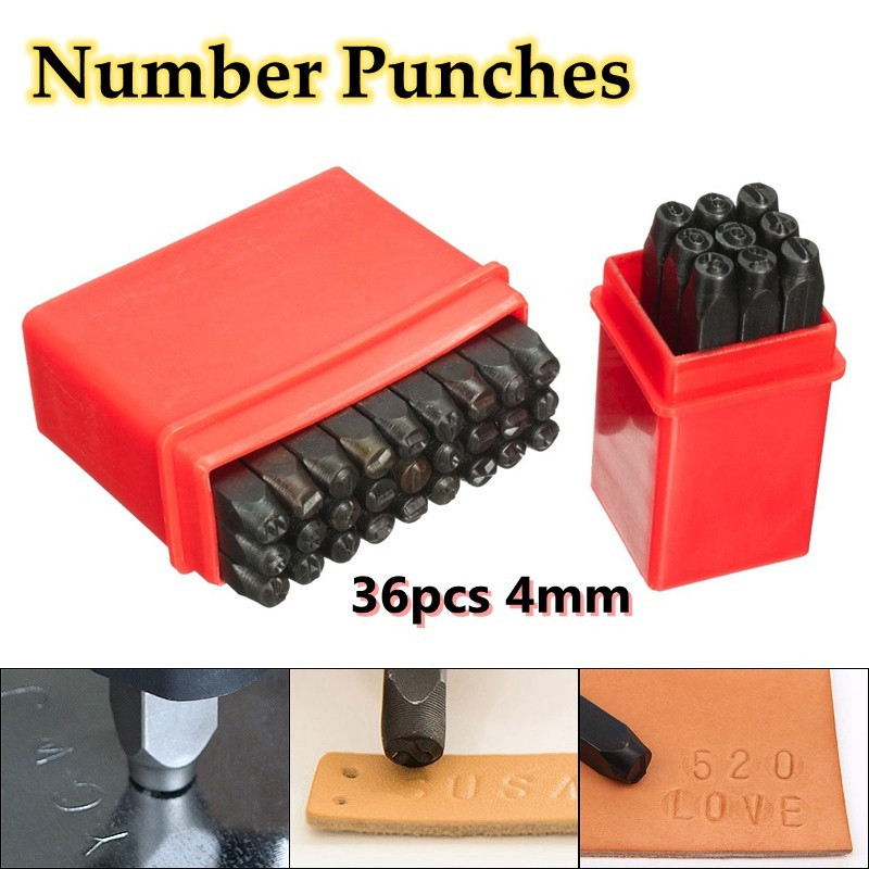36pcs/set 4mm New Stamps Letters Alphabet Numbers Punch Set Wood Leather Steel Punch Tool Leather Craft Stamp