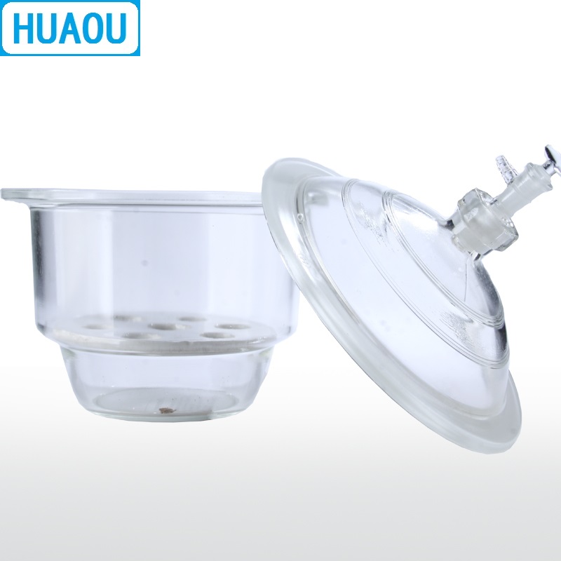 HUAOU 350mm Vacuum Desiccator with Ground - In Stopcock Porcelain Plate Clear Glass Laboratory Drying Equipment