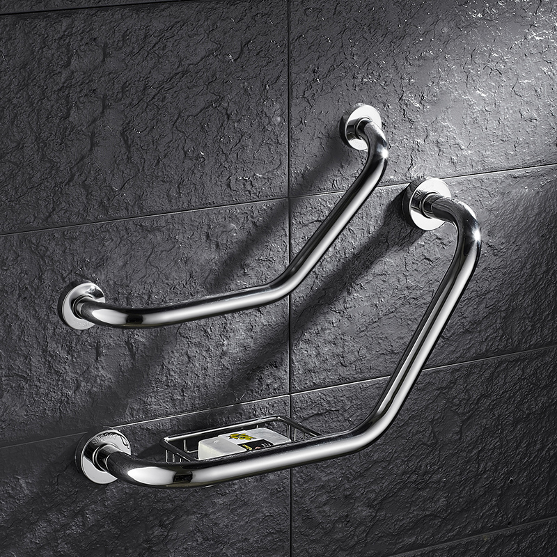 Stainless Steel Wall Mount Bathroom Bathtub Handrail With Soap Dish Support Bars Handicap Safety Aid Help Handle