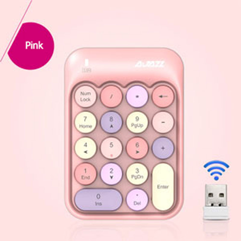 AK18 2.4G Colorful Key Wireless Number Keyboard,Portable Cute 18-Round Key Financial Numeric Keypad Keyboard for Laptop,Notebook