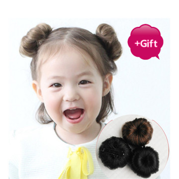 Fashion Newest Girl Natrual Bun Wigs Synthetic Hair Roller Hairpieces Clip-In Chignons Bun Hair Chignon headwear baby Hair clip