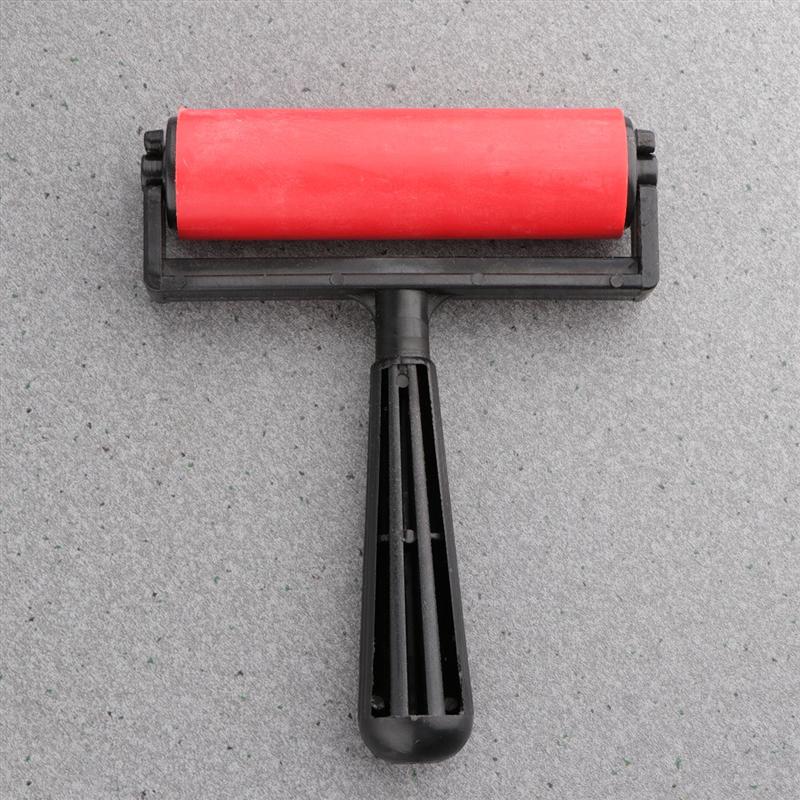 10cm Printmaking Rubber Roller Soft Brayer Craft Projects Ink and Stamping Tools (Red)