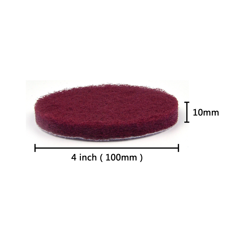 POLIWELL 6PCS 100mm Multipurpose Flocking Back Industrial Scouring Pad Heavy Duty Round Nylon Cloth for Cleaning Abrasive Tools