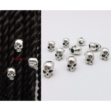 10Pcs/Pack viking skull silver/Bronze hair braid dread beard dreadlock beads rings tube approx 4.5mm hole for hair accessories